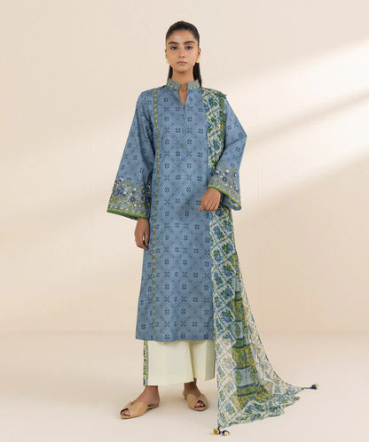SAPPHIRE | UNSTITCHED 3 PIECE EMBROIDERED LAWN SUIT