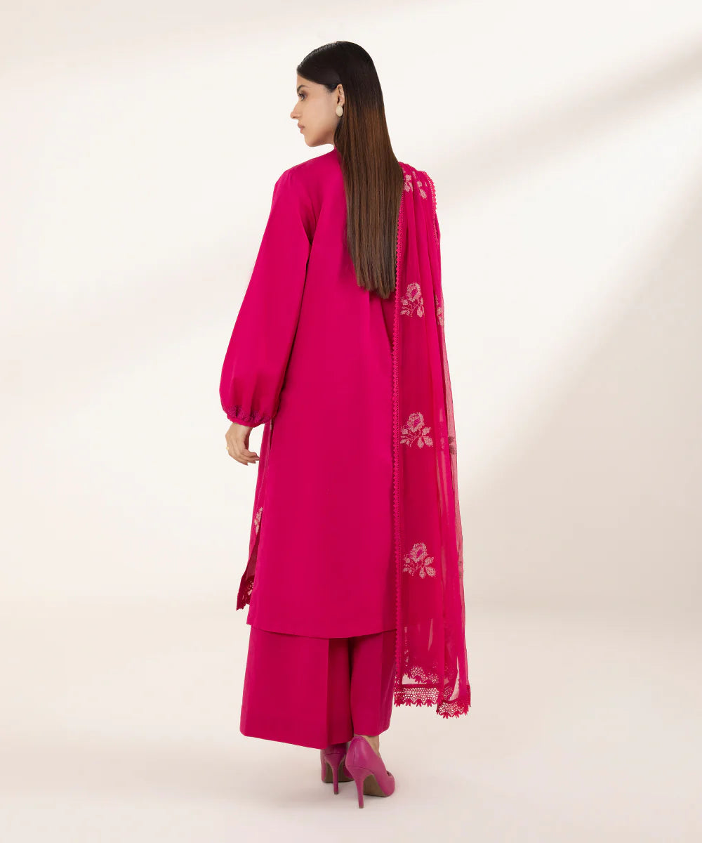SAPPHIRE | UNSTITCHED 3 PIECE EMBROIDERED COTTON SATIN SUIT
