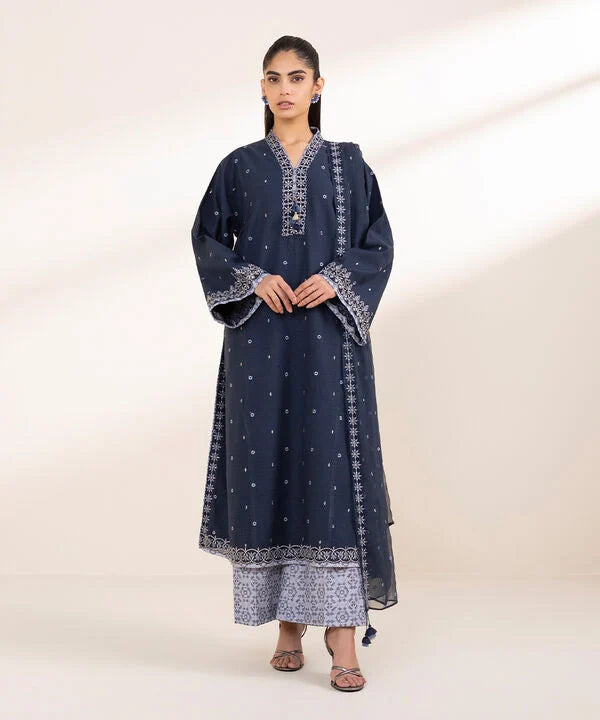 SAPPHIRE | UNSTITCHED 3 PIECE EMBROIDERED DOBBY SUIT