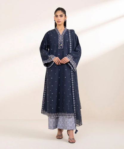 SAPPHIRE | UNSTITCHED 3 PIECE EMBROIDERED DOBBY SUIT
