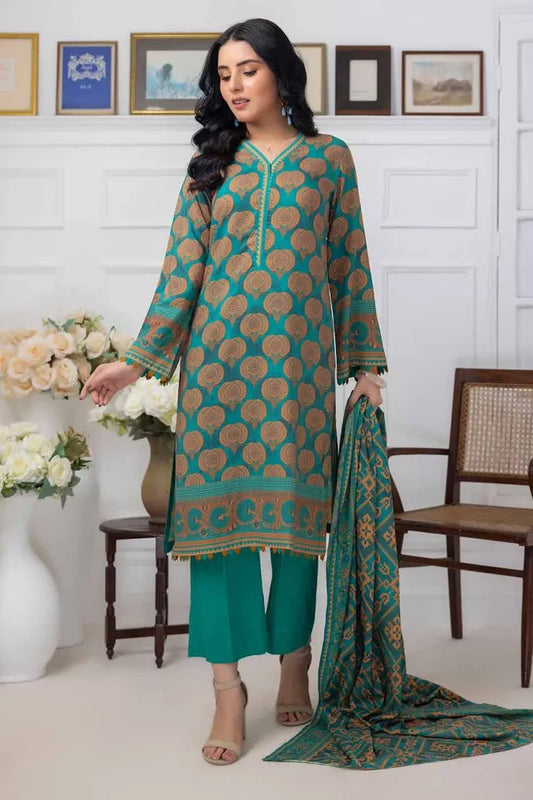GUL AHMED | 3PC UNSTITCHED PRINTED LINEN SUIT