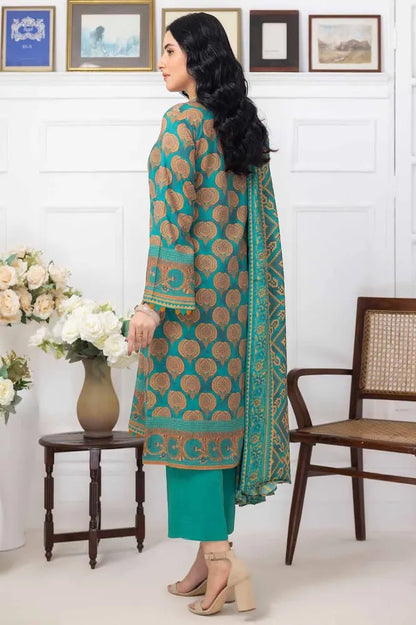 GUL AHMED | 3PC UNSTITCHED PRINTED LINEN SUIT