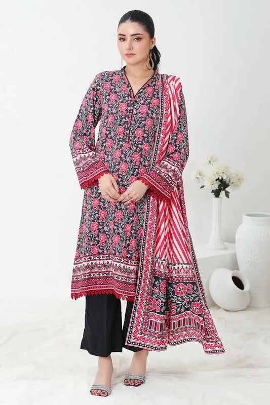 GUL AHMED | 3PC UNSTITCHED PRINTED LINEN SUIT