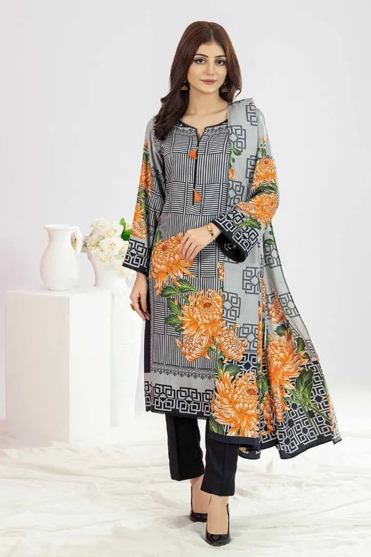 GUL AHMED | 3PC UNSTITCHED PRINTED COTAIL SUIT