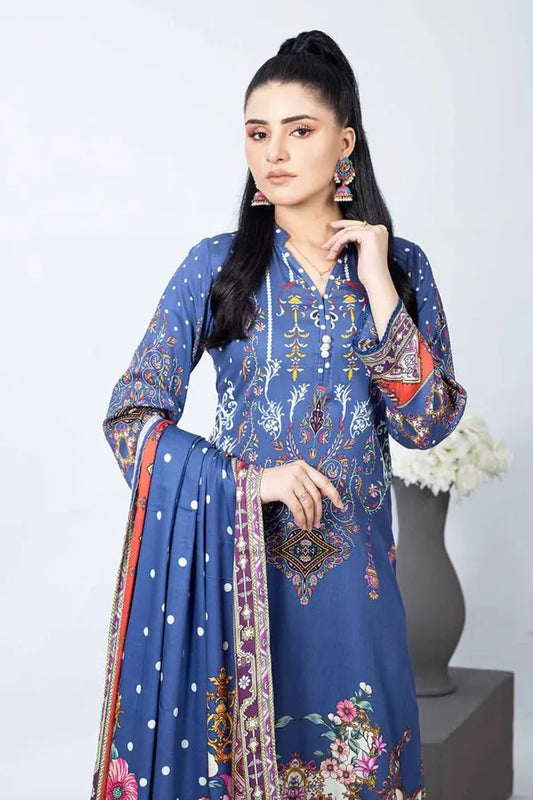 GUL AHMED | 3PC UNSTITCHED PRINTED COTAIL SUIT