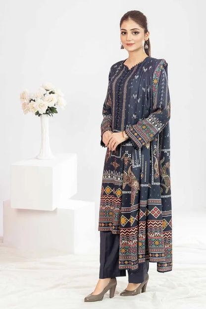 GUL AHMED | 3PC UNSTITCHED PRINTED LINEN SUIT