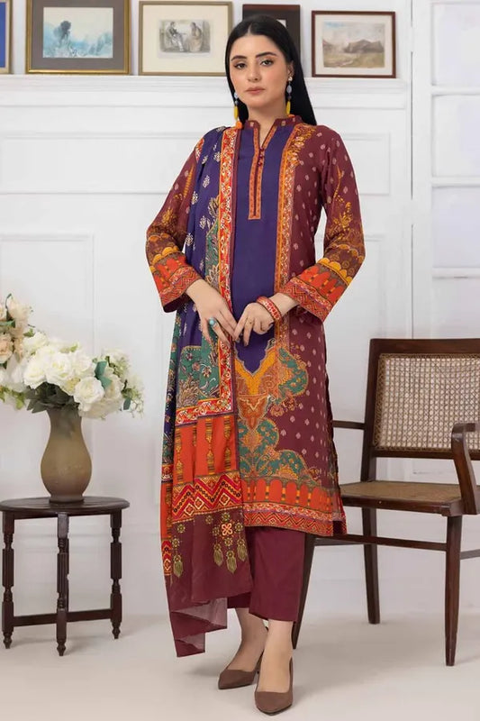 GUL AHMED | 3PC UNSTITCHED PRINTED LINEN SUIT