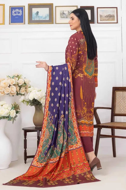 GUL AHMED | 3PC UNSTITCHED PRINTED LINEN SUIT