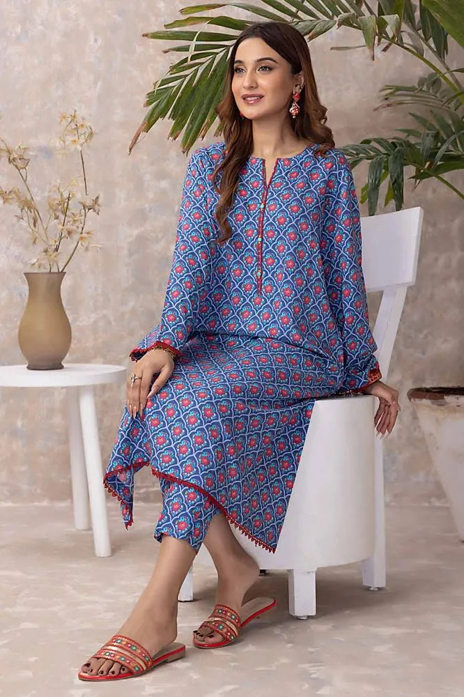 GUL AHMED | 2PC UNSTITCHED PRINTED LINEN SUIT