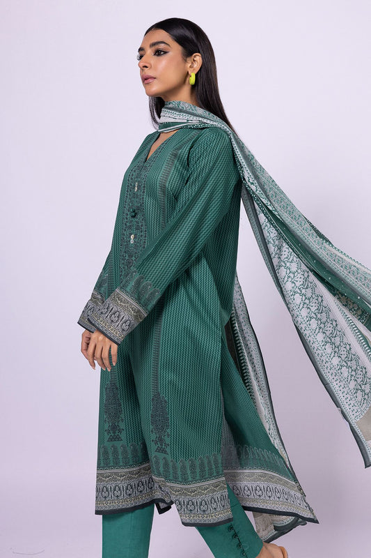 Khaadi | 3 Piece Unstitched Lawn-Top, Bottom & Dupatta | ALA230421-Green