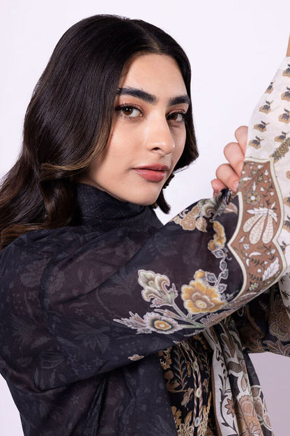 Khaadi | 3 Piece Unstitched Lawn-Top, Bottom & Dupatta | ALA230428-Black
