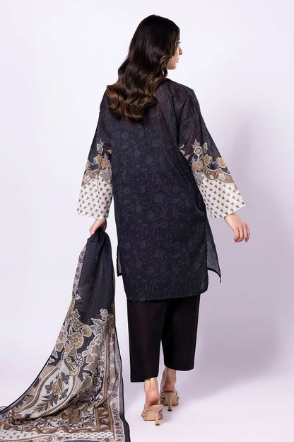 Khaadi | 3 Piece Unstitched Lawn-Top, Bottom & Dupatta | ALA230428-Black