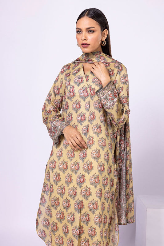 Khaadi | 3 Piece Unstitched Lawn-Top, Bottom & Dupatta | ALA230522-Yellow