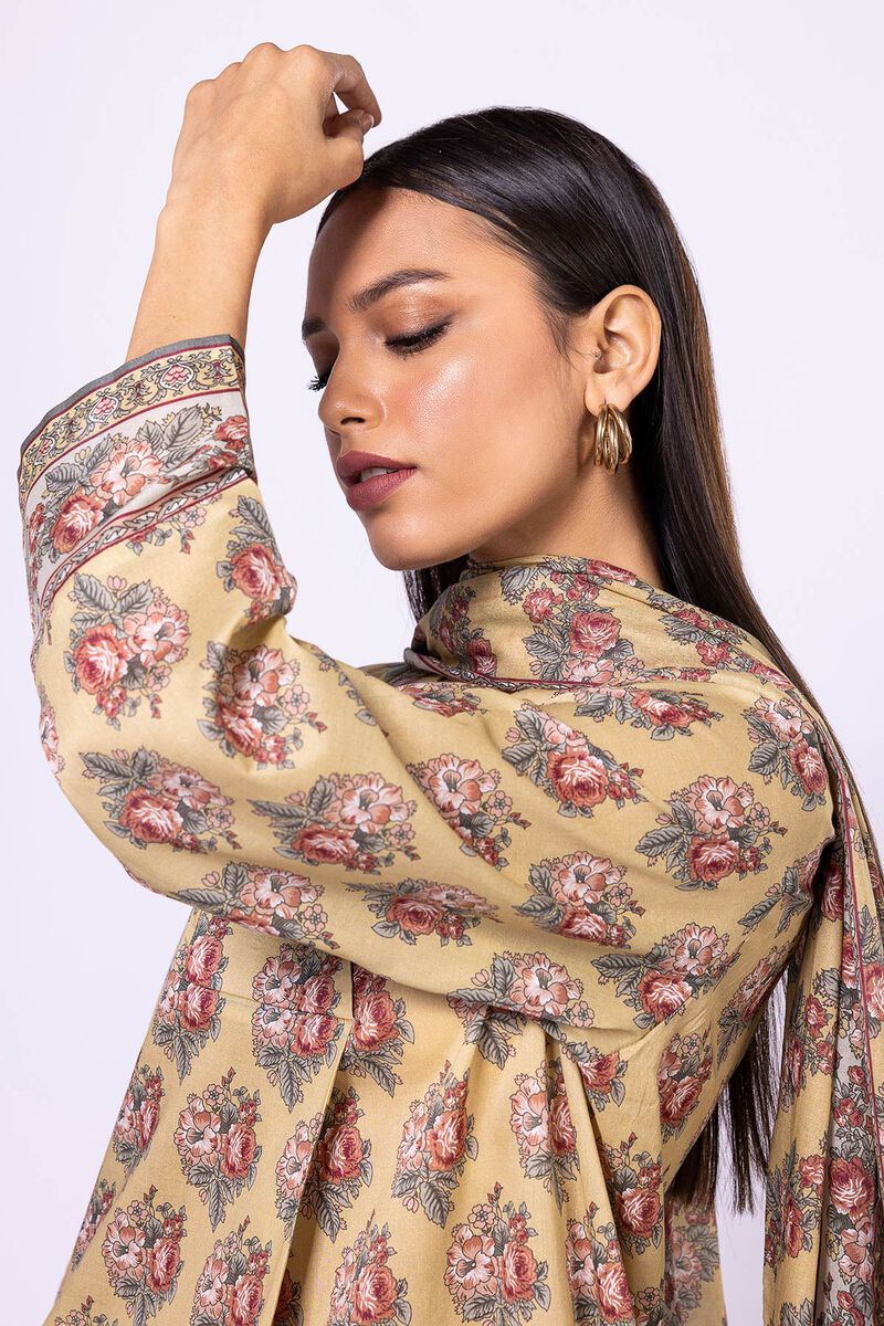 Khaadi | 3 Piece Unstitched Lawn-Top, Bottom & Dupatta | ALA230522-Yellow