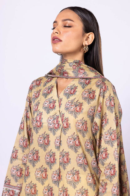Khaadi | 3 Piece Unstitched Lawn-Top, Bottom & Dupatta | ALA230522-Yellow