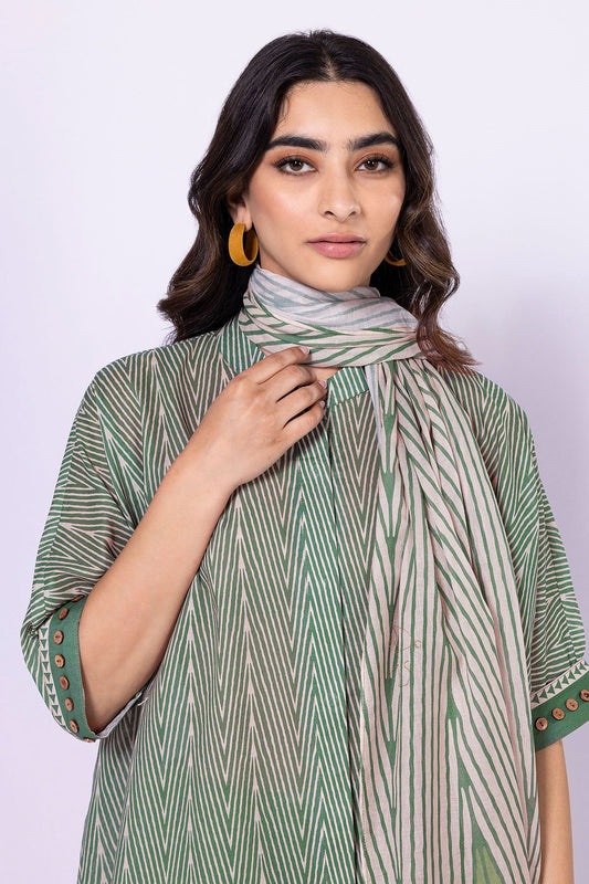 Khaadi | 3 Piece Unstitched Lawn-Top, Bottom & Dupatta | ALA230537-Green