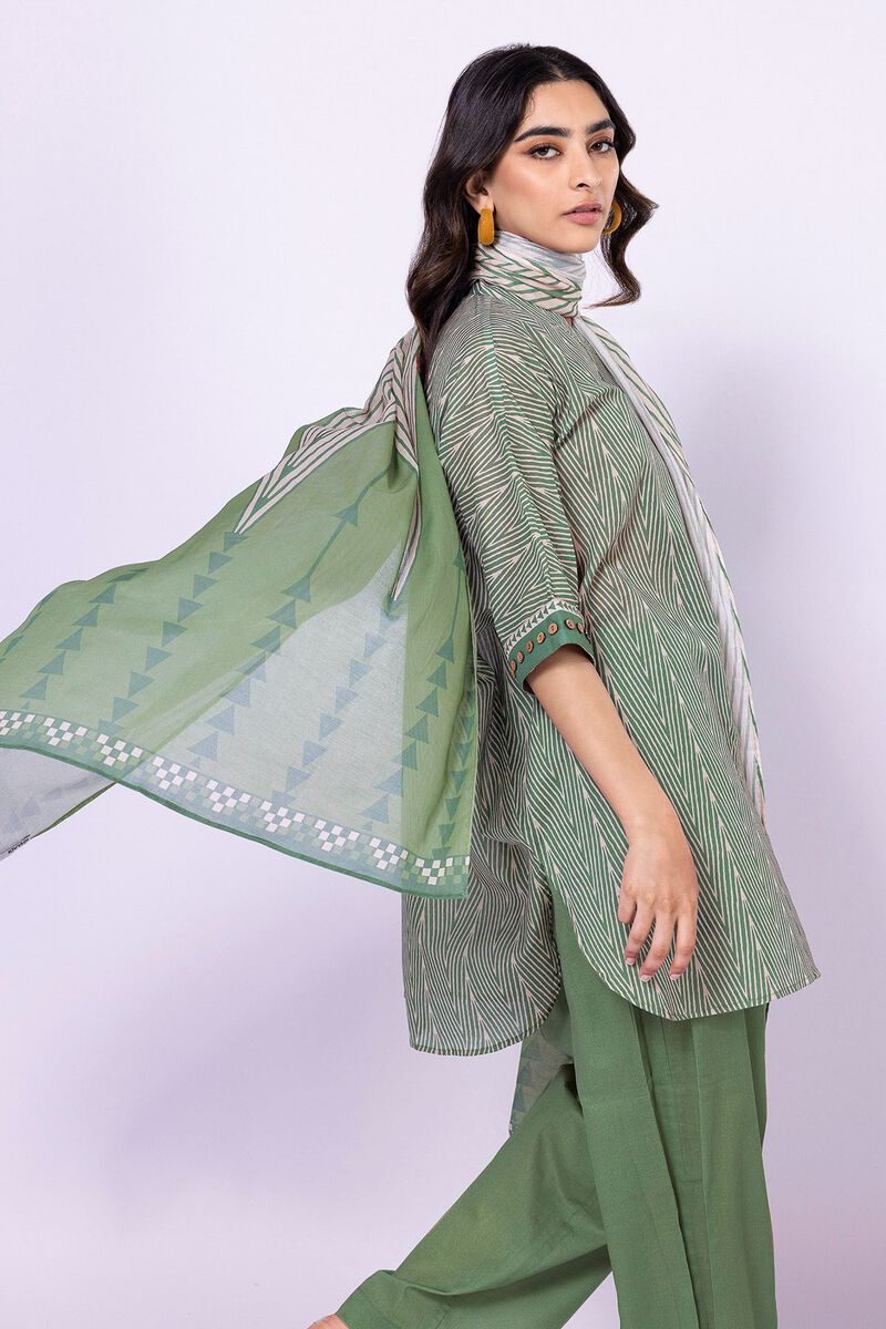 Khaadi | 3 Piece Unstitched Lawn-Top, Bottom & Dupatta | ALA230537-Green