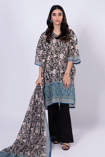 Khaadi | 3 Piece Unstitched Lawn-Top, Bottom & Dupatta | ALA230539-Black