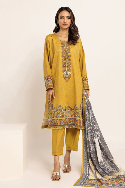 Khaadi | 3 Piece Unstitched Lawn Suit | ALA230916-MUSTARD