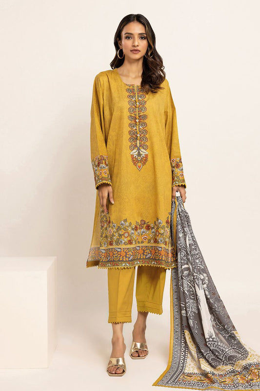 Khaadi | 3 Piece Unstitched Lawn Suit | ALA230916-MUSTARD