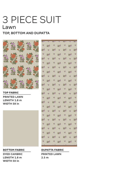 Khaadi | 3 Piece Unstitched Lawn Suit | ALA230918-off-white