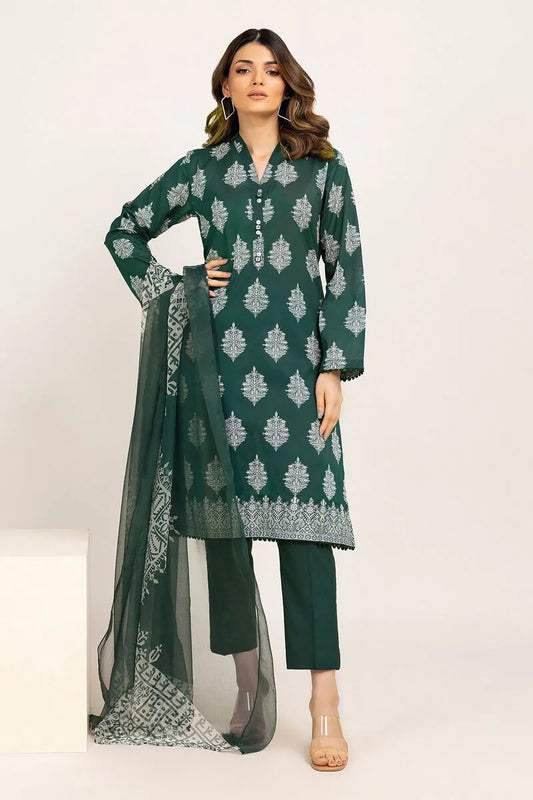 Khaadi | 3 Piece Unstitched Lawn Suit | ALA230925-GREEN