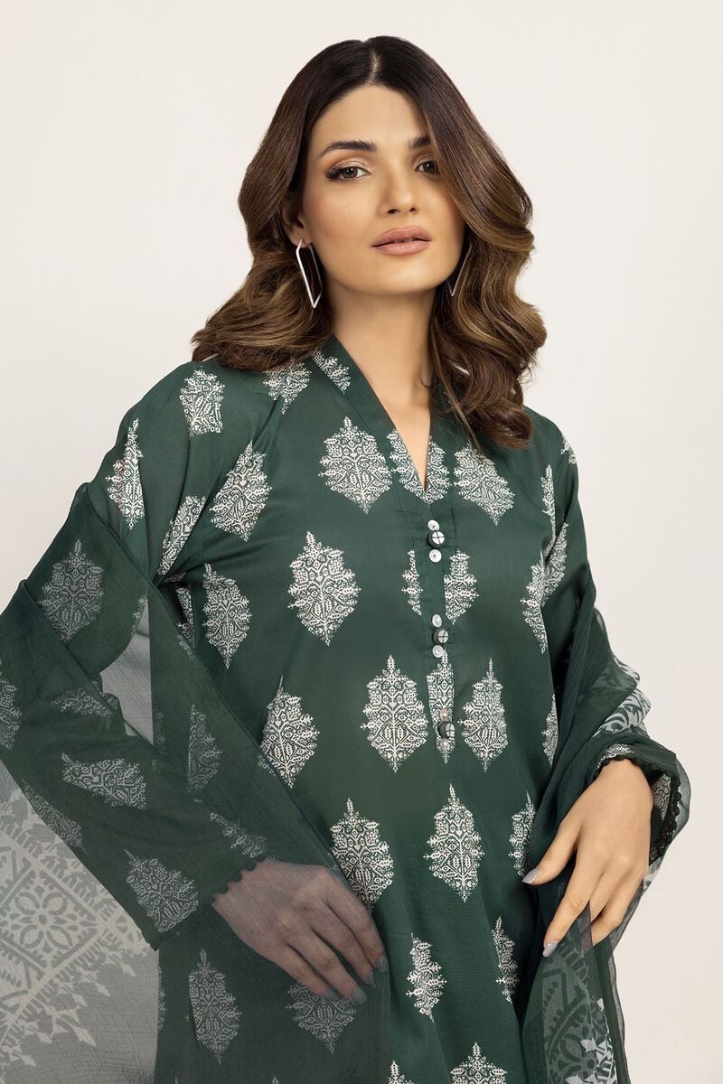 Khaadi | 3 Piece Unstitched Lawn Suit | ALA230925-GREEN