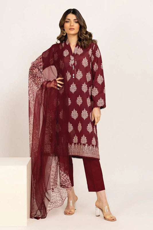 Khaadi | 3 Piece Unstitched Lawn Suit | ALA230925-Red
