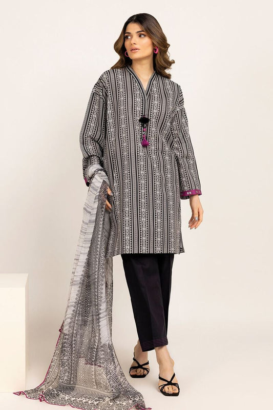Khaadi | 3 Piece Unstitched Lawn Suit | ALA230926-BLACK