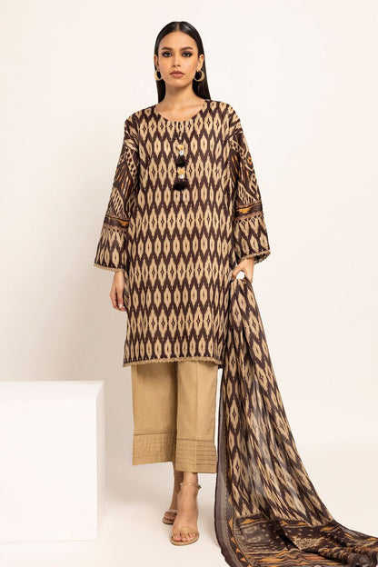 Khaadi | 3 Piece Unstitched Lawn Suit | ALA230928-Brown