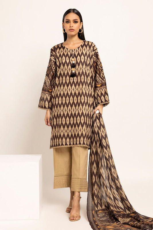 Khaadi | 3 Piece Unstitched Lawn Suit | ALA230928-Brown