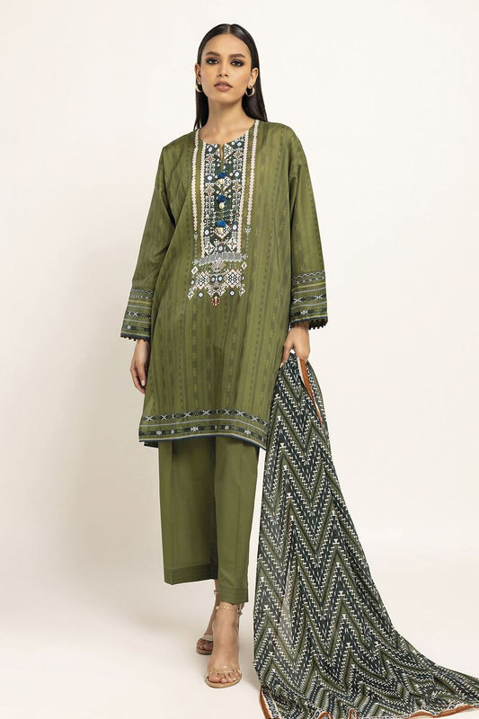 Khaadi | 3 Piece Unstitched Lawn Suit | ALA230929-GREEN
