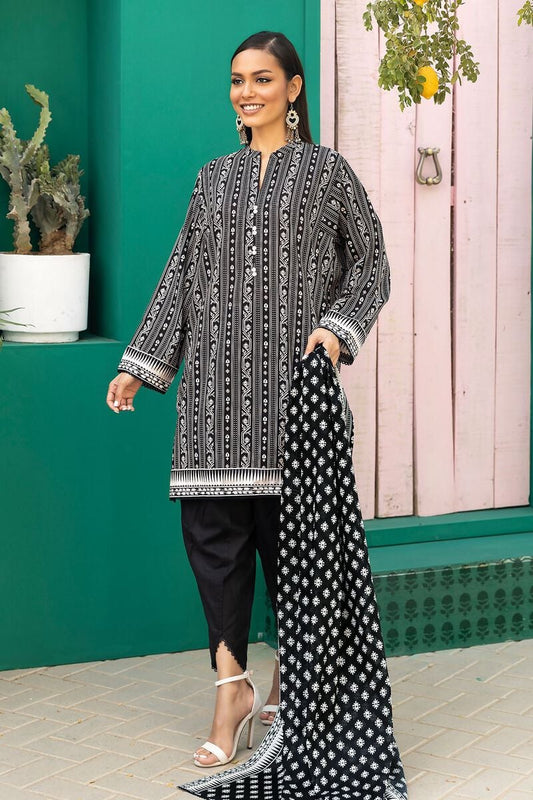 Khaadi | 3 Piece Unstitched Printed Cambric Suit | ALA231202-Black