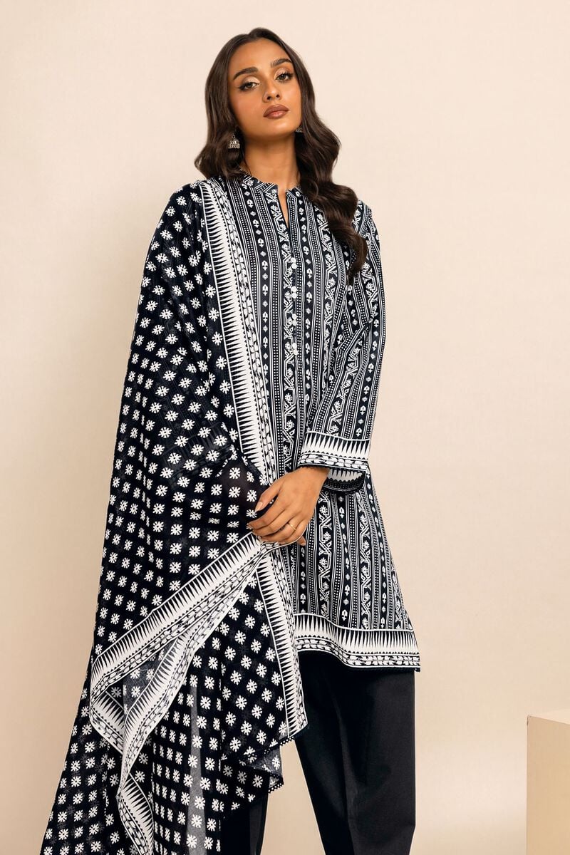 Khaadi | 3 Piece Unstitched Printed Cambric Suit | ALA231202-Black