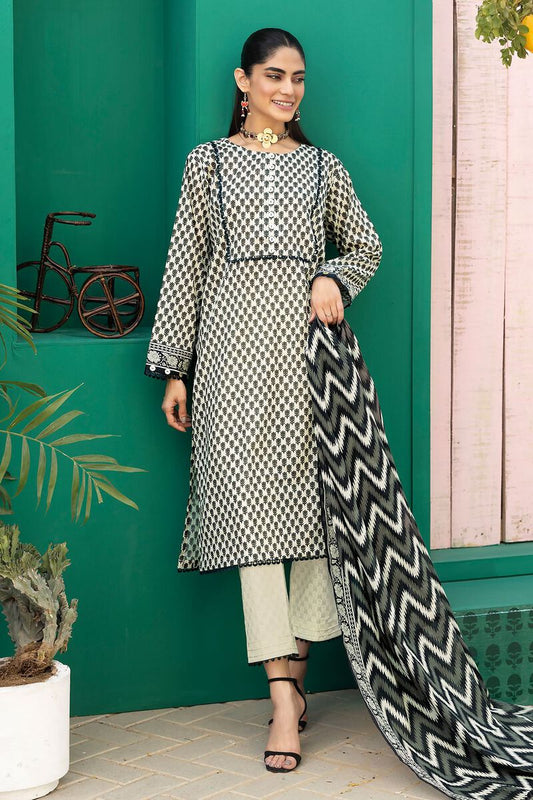 Khaadi | 3 Piece Unstitched Printed Lawn Suit | ALA231209 - Cream