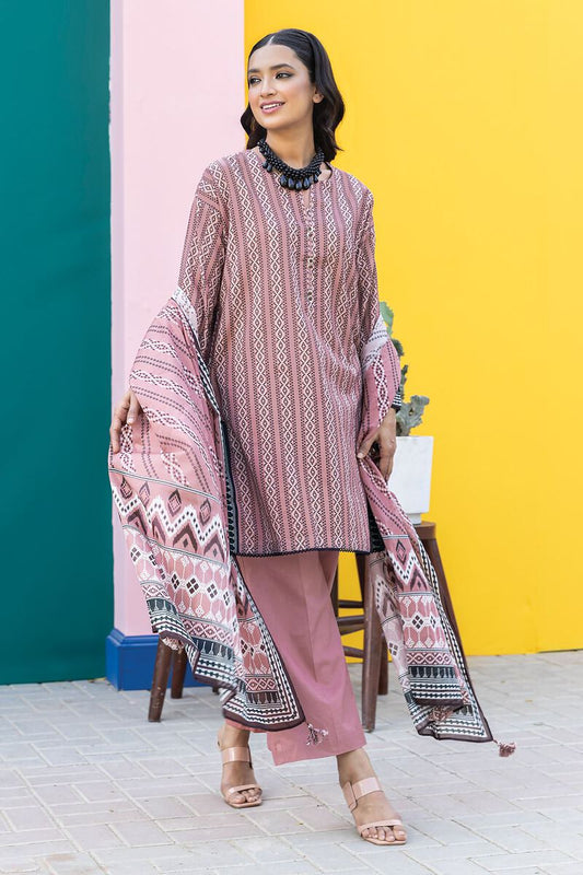 Khaadi | 3 Piece Unstitched Printed Lawn Suit | ALA231245-Pink