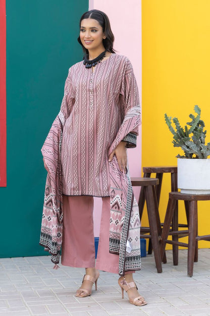 Khaadi | 3 Piece Unstitched Printed Lawn Suit | ALA231245-Pink