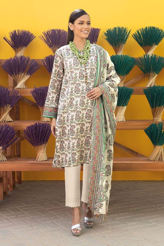 Khaadi | 3 Piece Unstitched Printed Lawn Suit | ALA231251-off-white