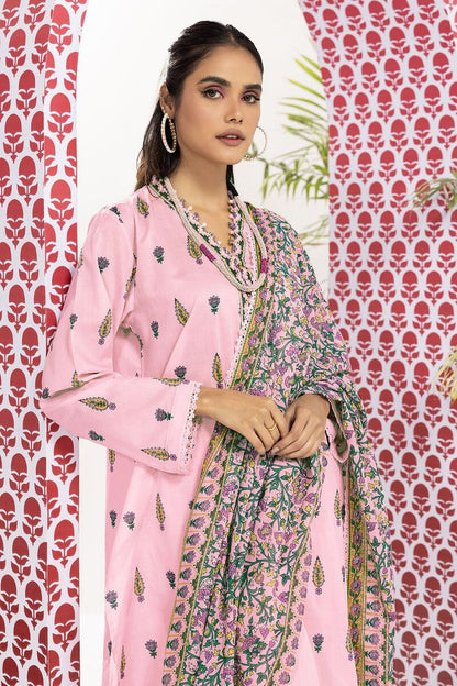 Khaadi | 3 Piece Unstitched Printed Lawn Suit | ALA240104-Pink