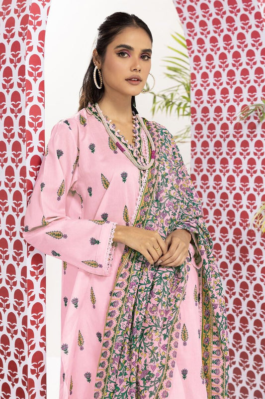 Khaadi | 3 Piece Unstitched Printed Lawn Suit | ALA240104-Pink