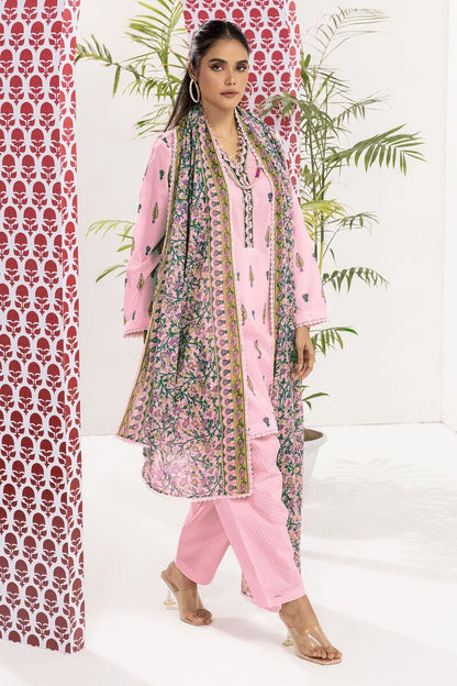 Khaadi | 3 Piece Unstitched Printed Lawn Suit | ALA240104-Pink