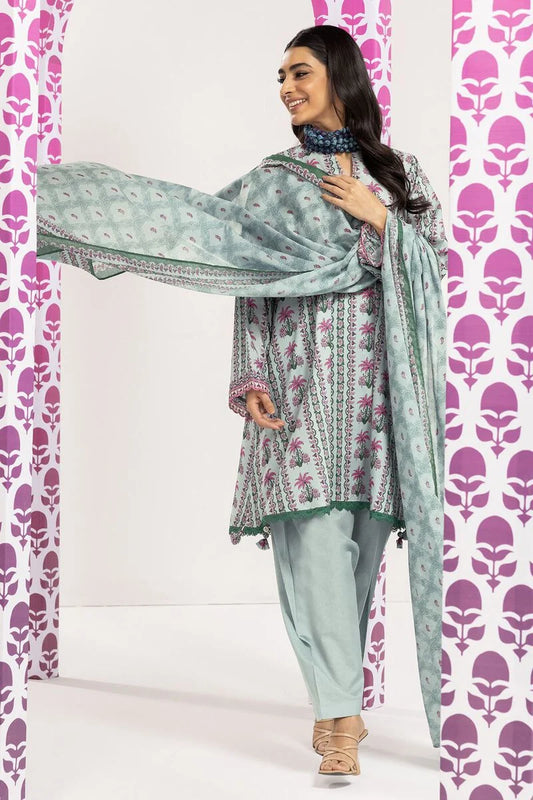 Khaadi | 3 Piece Unstitched Printed Lawn Suit | ALA240105-Green