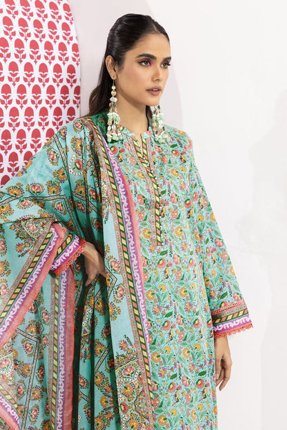 Khaadi | 3 Piece Unstitched Printed Lawn Suit | ALA240109-Turquoise