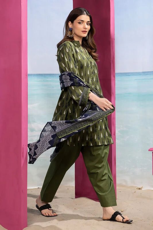 Khaadi | 3 Piece Unstitched Printed Lawn Suit | ALA240113-Green