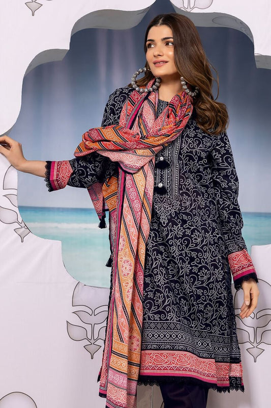 Khaadi | 3 Piece Unstitched Printed Lawn Suit | ALA240121-Black