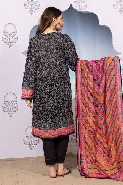 Khaadi | 3 Piece Unstitched Printed Lawn Suit | ALA240121-Black