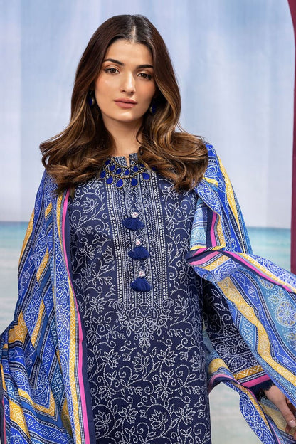Khaadi | 3 Piece Unstitched Printed Lawn Suit | ALA240121-Navy