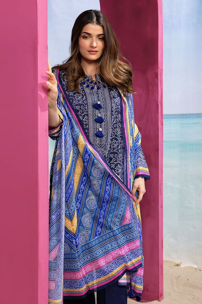 Khaadi | 3 Piece Unstitched Printed Lawn Suit | ALA240121-Navy