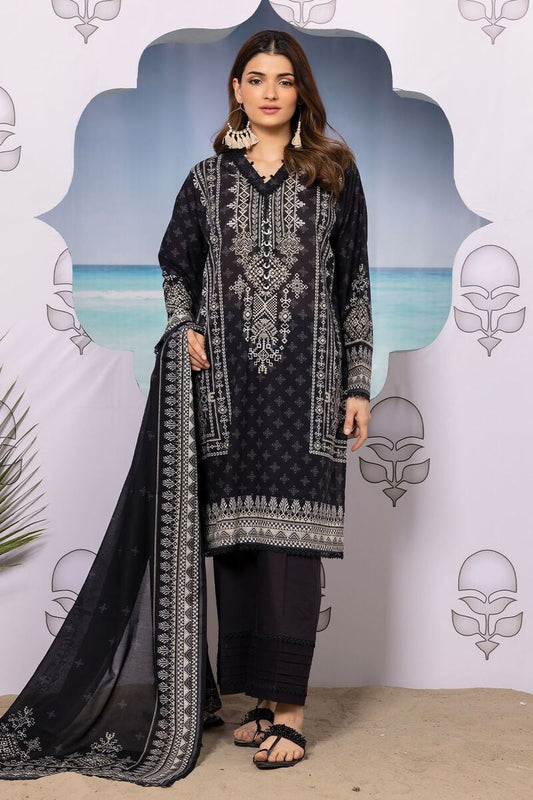 Khaadi | 3 Piece Unstitched Printed Lawn Suit | ALA240155-Black