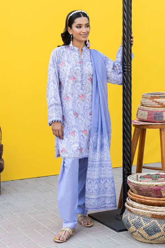 Khaadi | 3 Piece Unstitched Printed Embroidered Lawn Suit | BLA231231-Purple